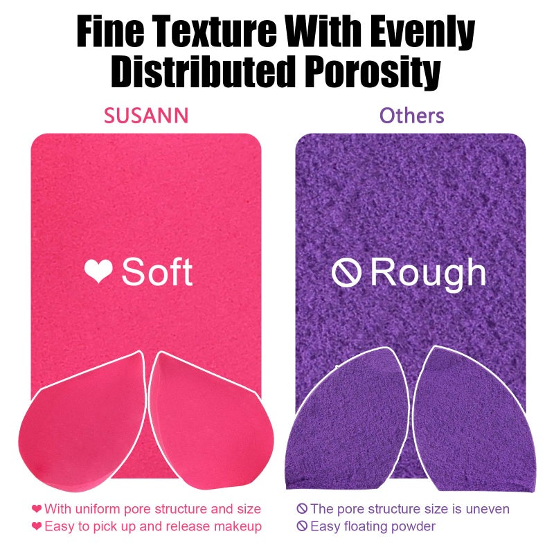 S SUSANN Makeup Sponge Blender Beauty Sponge Set 12pcs and Beauty Foundation Sponge Blender Holder 1PCS,Blending Sponges Cosmetic Puff Flawless for Cream, Liquid Foundation & Powder,Gift for Women - Image 5